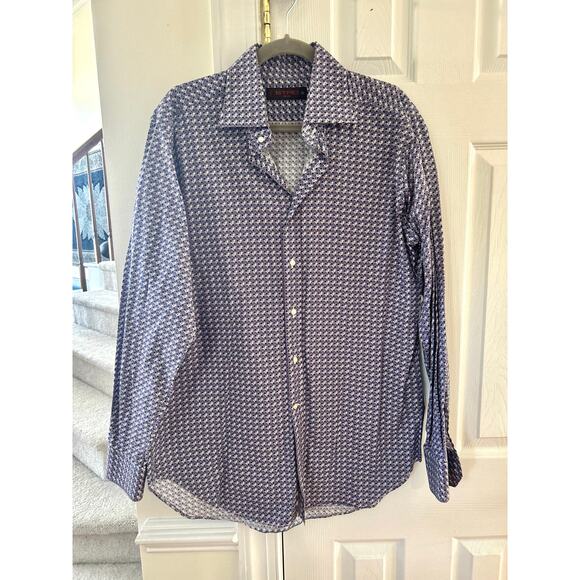 Etro Purple Micro Dot Print Button Down Collared Dress Shirt - Picture 1 of 6